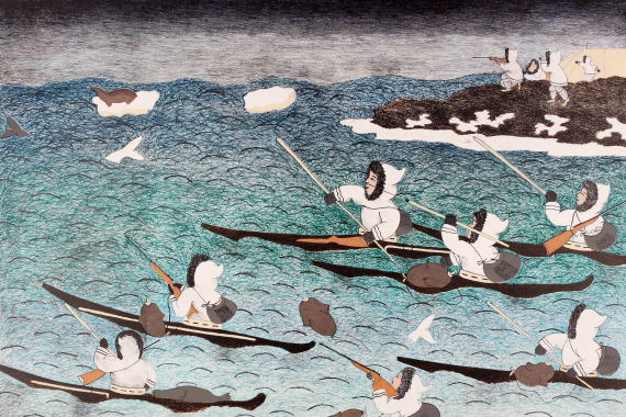 Mary Pudlat. Whale Hunt (1990). Lithograph (B.AT.). William B. Ritchie Collection, The Rooms.